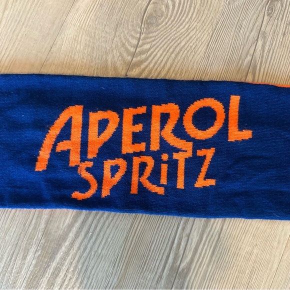 Aperol Spritz reversible Ski Scarf Orange & Blue Tassel Winter Wrap Apres-Ski - Picture 7 of 9